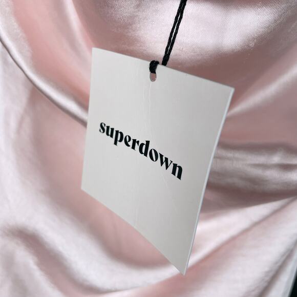 Superdown Billie Drape Midi Dress Satin Pink Slip Criss Cross Back Sz XS‎ - Picture 8 of 14